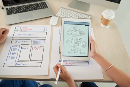 Example of people discussing website design project